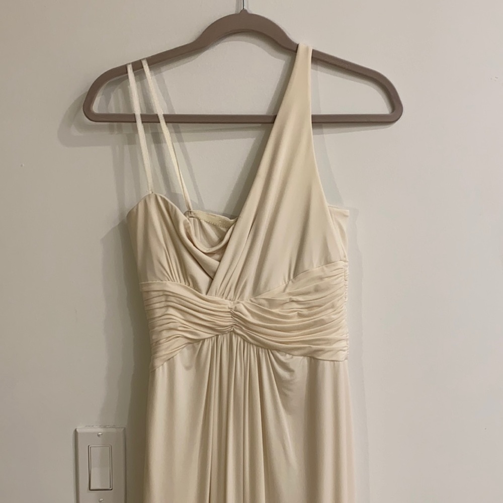 White BCBG one shoulder gown, size small